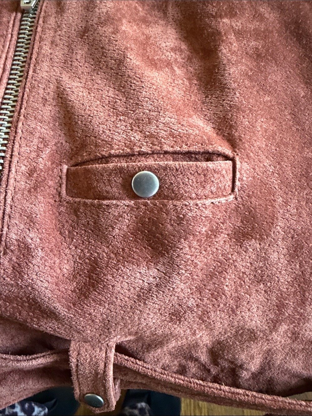 BLANKNYC Suede Moto Jacket Rust Brown Large - Picture 8 of 16